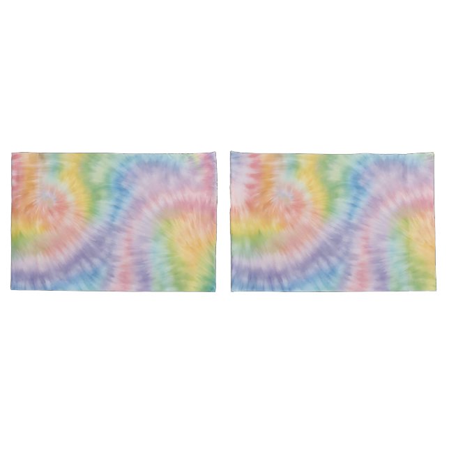 Watercolor Pastel Rainbow Tie Dye Pillow Case (Back-Set)