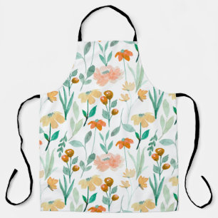 Watercolor Pastel Spring Floral Kitchen Apron