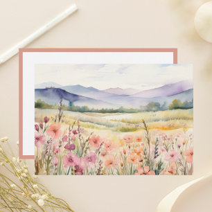 Watercolor Pastel Spring Wildflowers Meadow Card