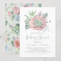 Watercolor Pastel Succulents Summer Wedding Shower