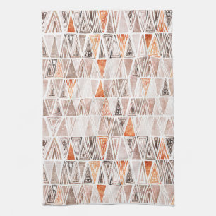 Watercolor Pastel Terracotta Tribal Triangles  Kitchen Towel