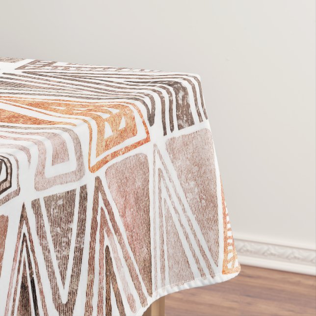 Watercolor Pastel Terracotta Tribal Triangles Tablecloth (In Situ)