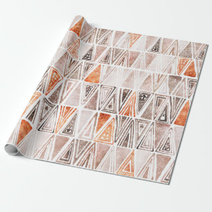 Watercolor Pastel Terracotta Tribal Triangles  Wrapping Paper
