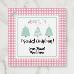 Watercolor Pastel Tree Teacher Christmas Gift Card Favour Tags