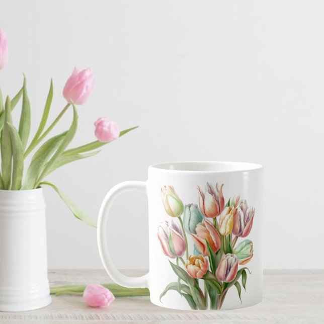 Watercolor Pastel Tulip Bouquet Mug (Creator Uploaded)
