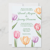 Watercolor Pastel Tulip Flowers Spring Wedding