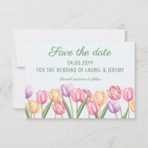 Watercolor Pastel Tulip Flowers Spring Wedding