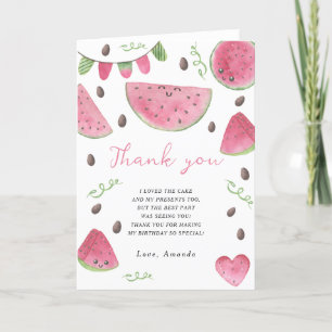 Watercolor pastèques fête d'anniversaire merci