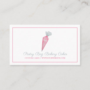 Watercolor Pastry Bag Bakery Shop Business Card