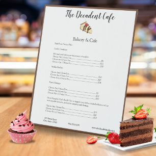 Watercolor Pastry Chef Cheesecake Menu Price Pedestal Sign