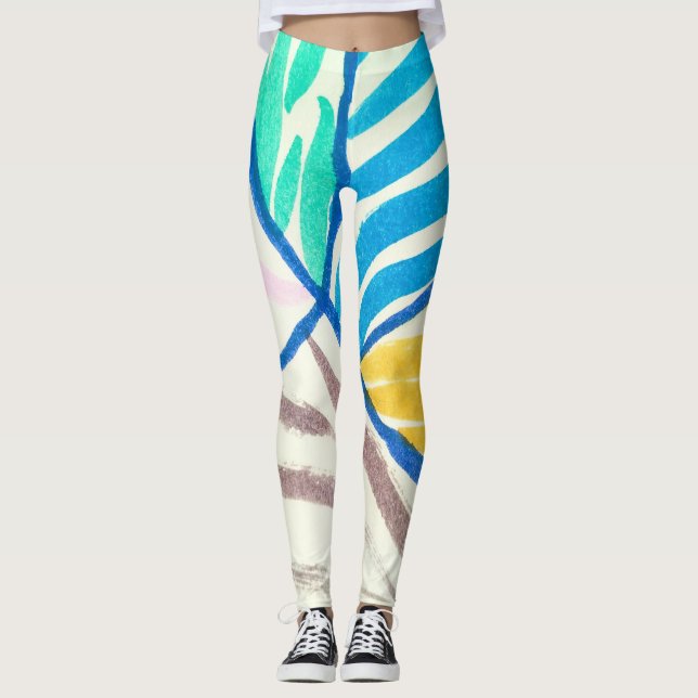 Watercolor patchwork: dirty painting style. leggings (Front)