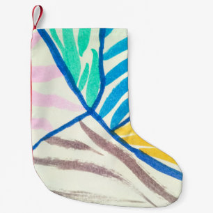Watercolor patchwork: dirty painting style. small christmas stocking