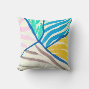 Watercolor patchwork: dirty painting style. throw pillow