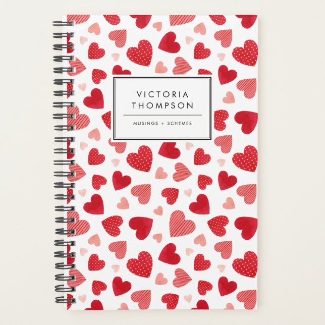 Watercolor Patchwork Red Hearts Pattern (Devant)