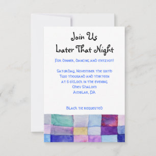WATERCOLOR PATCHWORK TREE Bat Mitzvah Party Card