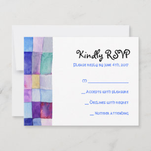 WATERCOLOR PATCHWORK TREE Bat Mitzvah Reply Card