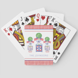 Watercolor Patriotic American Flag Topiary Playing Cards