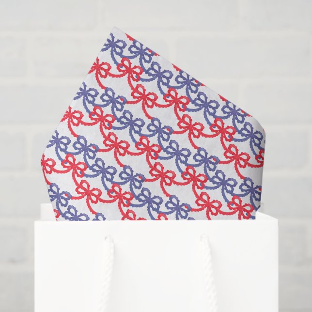 Watercolor Patriotic Bows Tissue Paper (Gift Bag)
