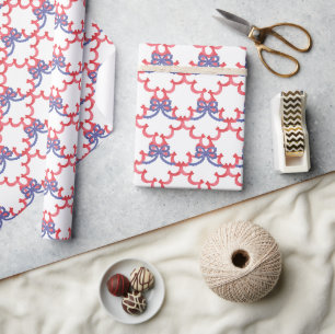 Watercolor Patriotic Bows Wrapping Paper