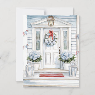 Watercolor Patriotic Porch Summer Card