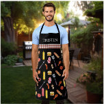 Watercolor Pattern BBQ  Grill Grilling Smoker Apro Apron<br><div class="desc">This design may be personalized by choosing the customize option to add text or make other changes. If this product has the option to transfer the design to another item, please make sure to adjust the design to fit if needed. Contact me at colorflowcreations@gmail.com if you wish to have this...</div>