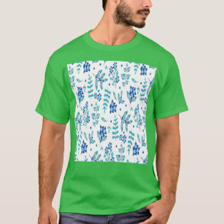 Watercolor Pattern Blue Flowers Floral T-Shirt
