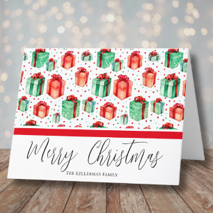 Watercolor Pattern Christmas Holiday Card