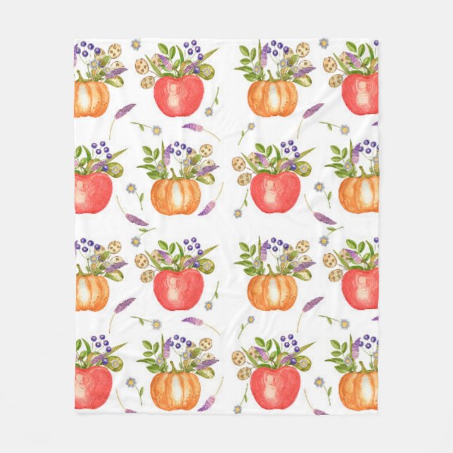 Watercolor pattern from autumn compositions  fleece blanket (Front)