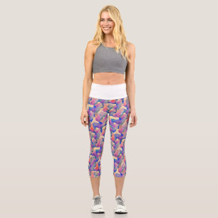 Watercolor Pattern High Waisted Capri Leggings