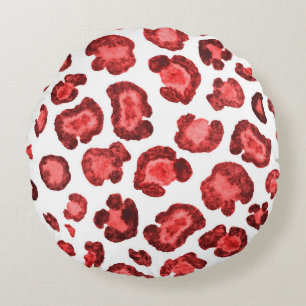 Watercolor pattern illustration leopard skin. Fash Round Pillow