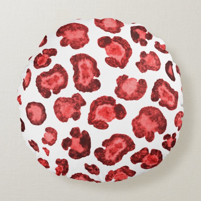 Watercolor pattern illustration leopard skin. Fash Round Pillow (Front)
