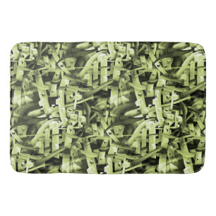 Watercolor Pattern in Green Abstract Contemporary Bath Mat