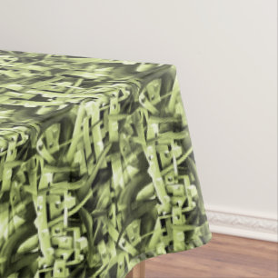 Watercolor Pattern in Green Abstract Contemporary Tablecloth