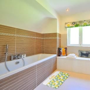 Watercolor pattern lemon yellow green  bath mat