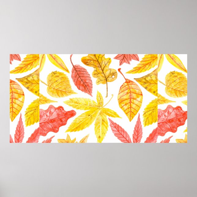 Watercolor pattern made of various colourful autum poster (Front)