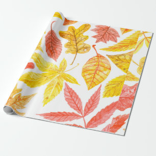 Watercolor pattern made of various colourful autum wrapping paper