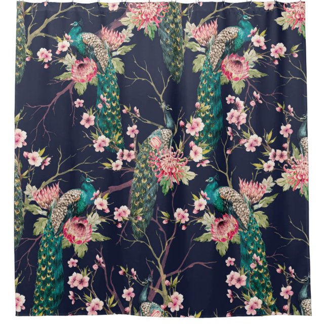 watercolor pattern peacock on a tree cherry,flower (Front)