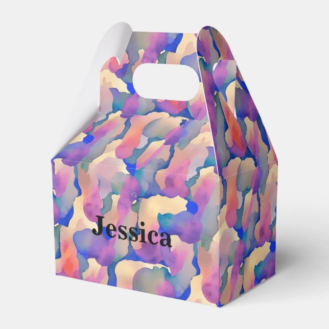 Watercolor Pattern Personalized Favour Box (Front Side)