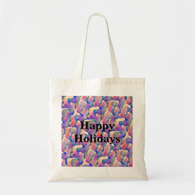 Watercolor Pattern Personalized Holiday Tote Bag (Front)