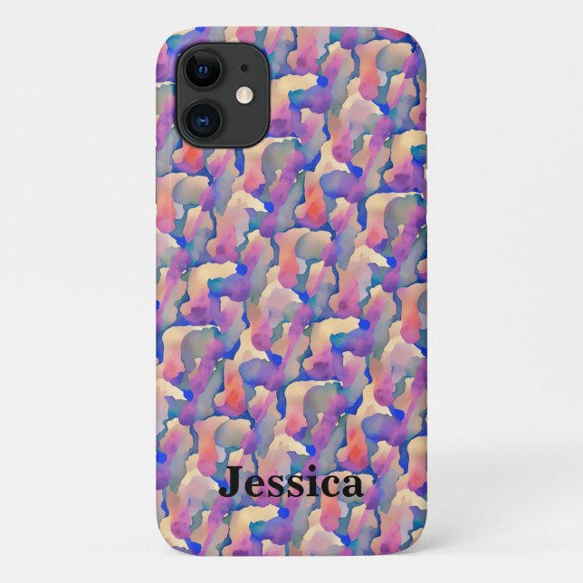 Watercolor Pattern Personalized iPhone 11 Case (Back)