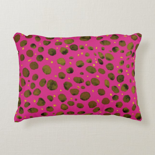 Watercolor Pattern with Abstract Cheetah Skin. Accent Pillow (Front)