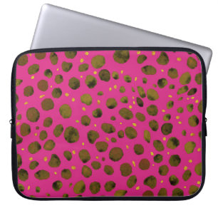 Watercolor Pattern with Abstract Cheetah Skin. Laptop Sleeve