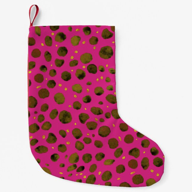 Watercolor Pattern with Abstract Cheetah Skin. Small Christmas Stocking (Front)