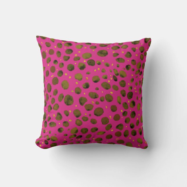 Watercolor Pattern with Abstract Cheetah Skin. Throw Pillow (Front)
