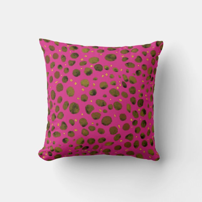 Watercolor Pattern with Abstract Cheetah Skin. Throw Pillow (Front)