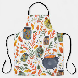 Watercolor Pattern with Autumn Foliage. Apron