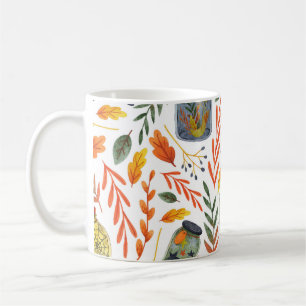 Watercolor Pattern with Autumn Foliage. Coffee Mug