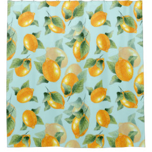 Watercolor pattern with lemons and leaves. Seamles