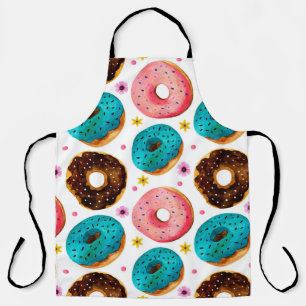 Watercolor pattern with pink, blue and chocolate d apron