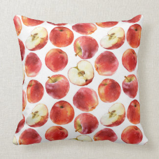 Watercolor pattern with red apples pillow